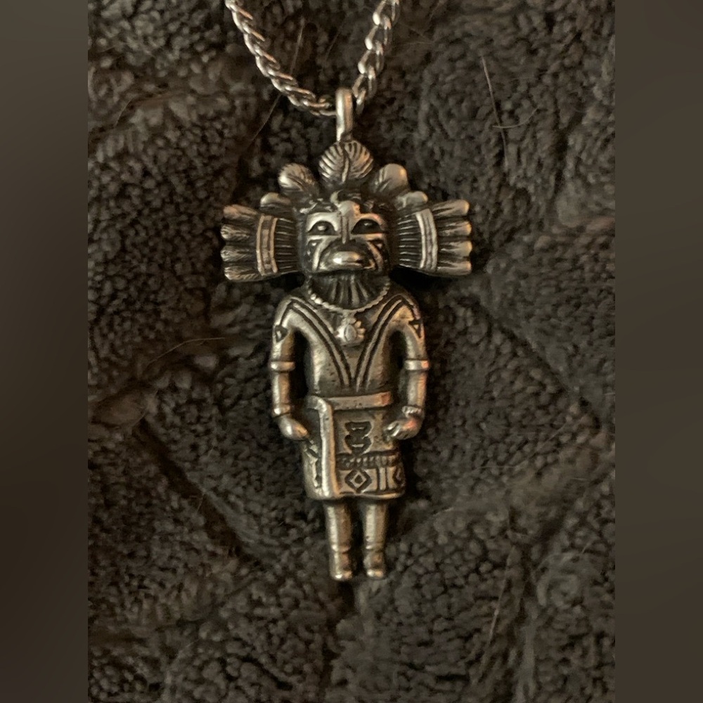 Vintage Unisex Sterling Navajo Two Sided Pendant